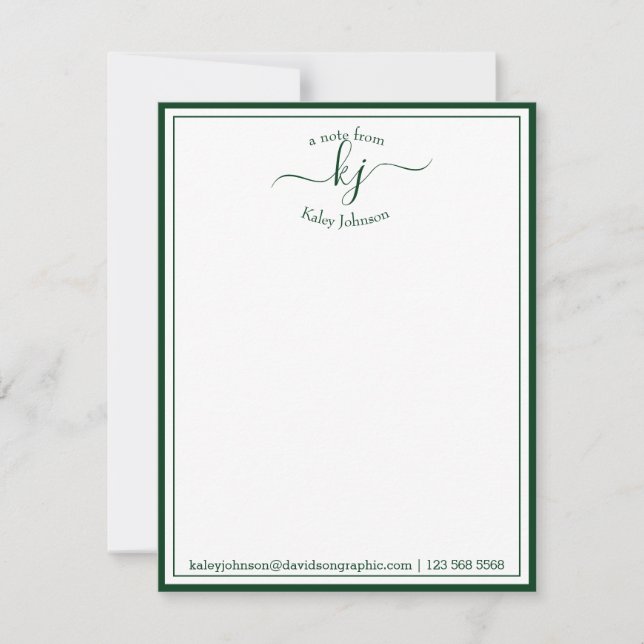 Tarjeta De Agradecimiento Guión verde personalizado desde el escritorio de (Anverso)