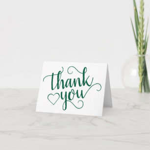 Tarjeta De Agradecimiento Guión verde simple   Hunter Flourish Heart Photo