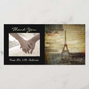 Tarjeta De Agradecimiento guiones antiguos Boda de la Torre Eiffel de París