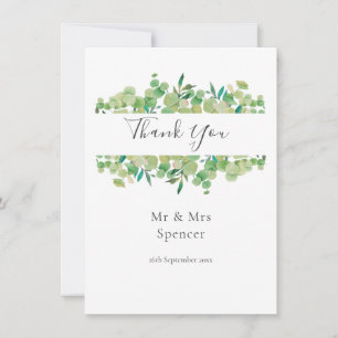 Tarjeta De Agradecimiento Guirnalda de eucalipto Gracias Boda Verdes
