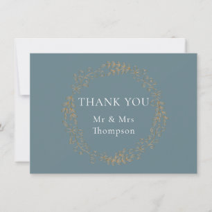 Tarjeta De Agradecimiento Guirnalda de laurel floral dorado elegante