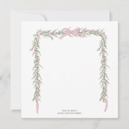 Tarjeta De Agradecimiento Guirnalda de lazo rosa para forro de sobre