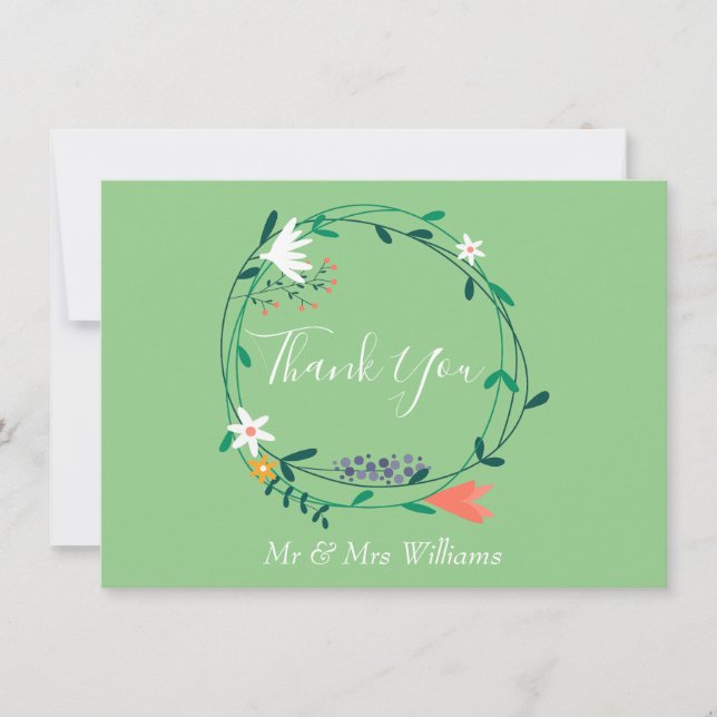 Tarjeta De Agradecimiento Guirnalda floral de campo Gracias (Anverso)
