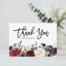 Tarjeta De Agradecimiento Guirnalda floral de otoño en acuarela boho