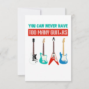 Tarjeta De Agradecimiento Guitar Lover   Nunca Se Puede Tener A Muchos Guita