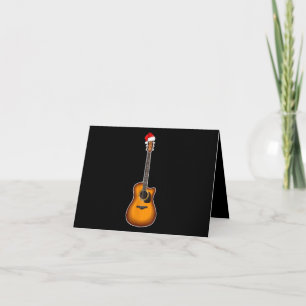 Tarjeta De Agradecimiento Guitar Santa Hat Navidades Decoraciones Pajama
