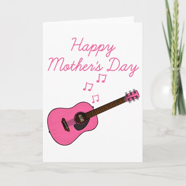Tarjeta De Agradecimiento Guitarista del Día de la Madre de Guitarra Acústic (Anverso)