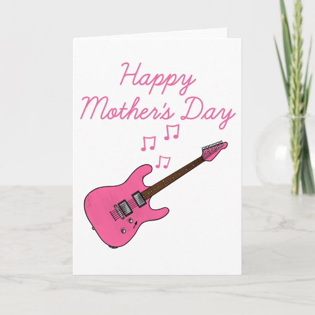 Tarjeta De Agradecimiento Guitarista del Día de la Madre en Guitarra Eléctri (Anverso)