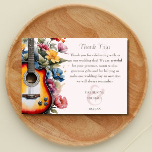 Tarjeta De Agradecimiento Guitarra Flor Silvestre Ampersand Musical Boda