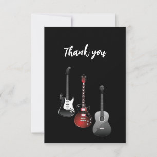 Tarjeta De Agradecimiento Guitarras Eléctricas Geniales para Música Gracias