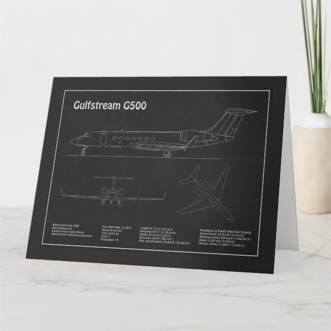 Tarjeta De Agradecimiento Gulfstream G500 - Planes Blueprint de avión PD (Anverso)