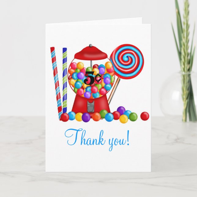 Tarjeta De Agradecimiento Gumball Machine Candy Lollipop (Anverso)