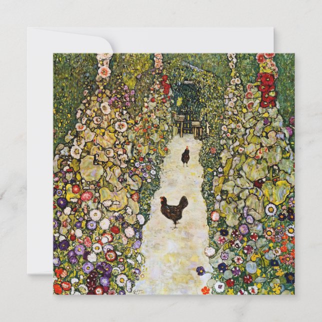 Tarjeta De Agradecimiento Gustav Klimt - Camino de jardín con pollos (Anverso)