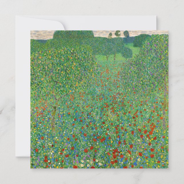 Tarjeta De Agradecimiento Gustav Klimt - Campo de amapola (Anverso)