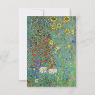 Tarjeta De Agradecimiento Gustav Klimt - Jardín campestre con girasoles
