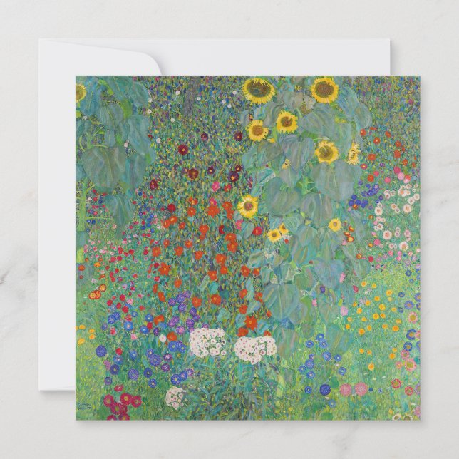 Tarjeta De Agradecimiento Gustav Klimt - Jardín de campo con girasoles (Anverso)