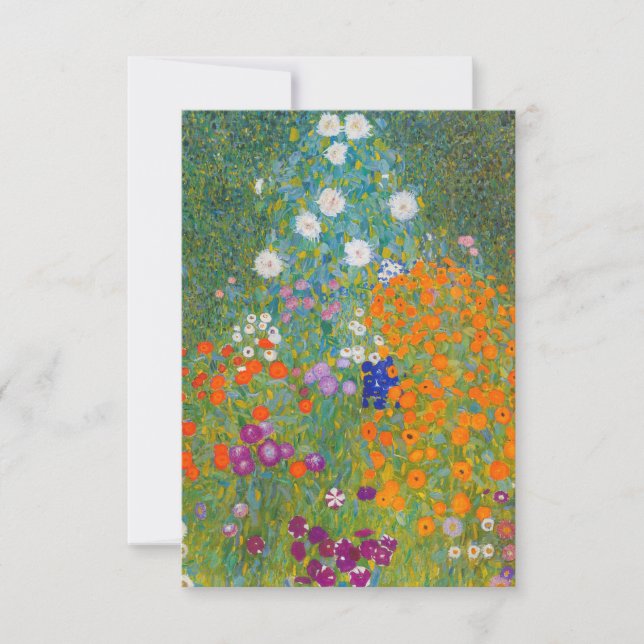 Tarjeta De Agradecimiento Gustav Klimt - Jardín de flores (Anverso)
