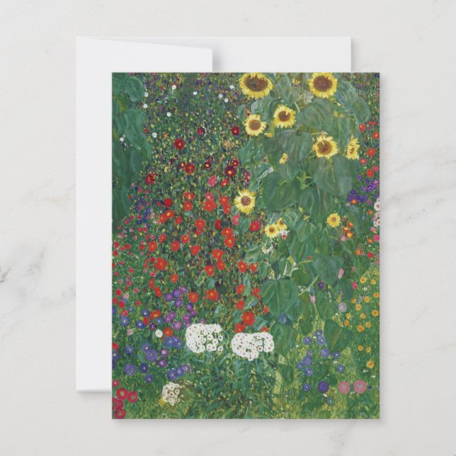 Tarjeta De Agradecimiento Gustav Klimt - Jardín de granja con girasoles (Anverso)
