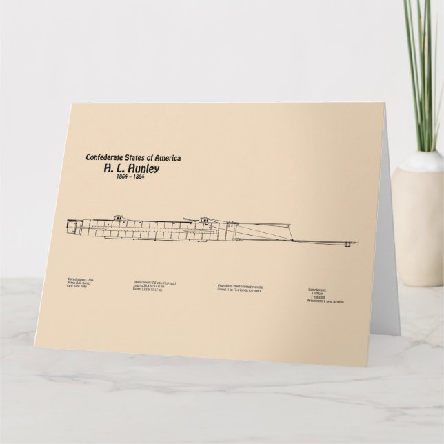 Tarjeta De Agradecimiento H. L. Hunley - Planes de trazado del buque SD (Anverso)