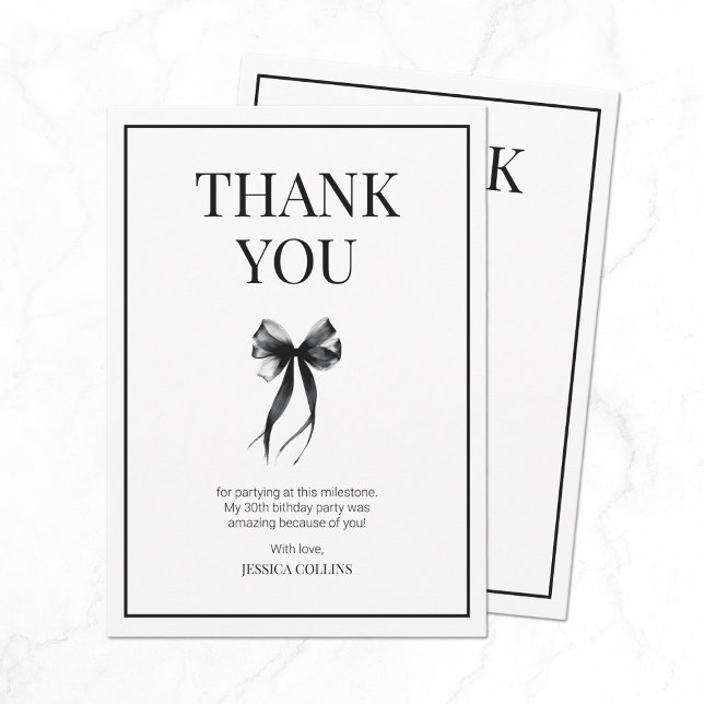 Tarjeta De Agradecimiento Hablar 30 conmigo negro y blanco Treinta cumpleaño (Talk 30 to Me Black and White Thirty Birthday Thank You Card)