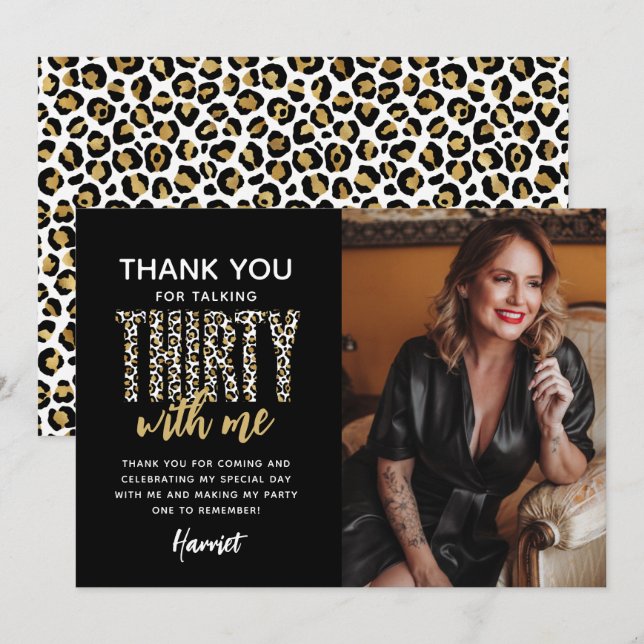 Tarjeta De Agradecimiento ¡Hable TREINTA! 30.º Fiesta de cumpleaños (Anverso / Reverso)