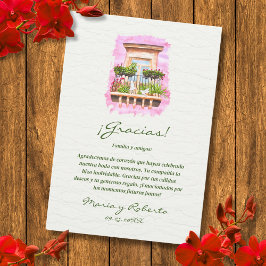 Tarjeta De Agradecimiento Hacienda Mexicana de Boda en Acuarela Española
