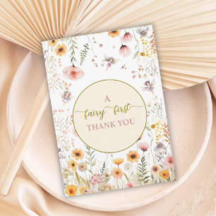 Tarjeta De Agradecimiento hada de flor silvestre de fantasía primero 