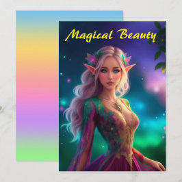 Tarjeta De Agradecimiento Hada princesa pixie magenta colorido resplandor bo