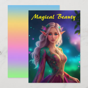 Tarjeta De Agradecimiento Hada princesa pixie magenta colorido resplandor bo