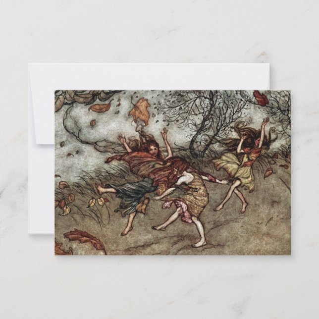 Tarjeta De Agradecimiento “Hadas de Otoño” de Arthur Rackham (Anverso)