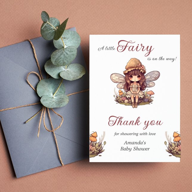 Tarjeta De Agradecimiento Hadas encantadas con hongos Chica Baby Shower (Subido por el creador)
