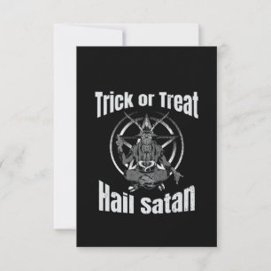 Tarjeta De Agradecimiento Hail Satan Pentagram Goat Halloween