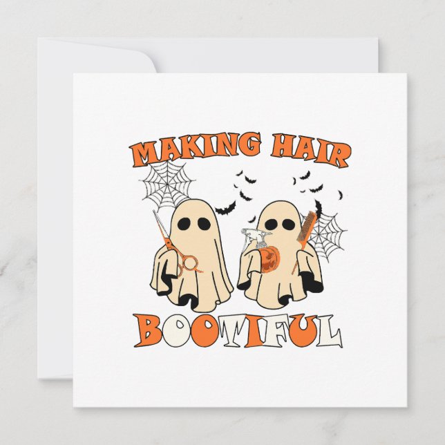 Tarjeta De Agradecimiento Hair Funny Ghost Hairdresser Halloween (Anverso)