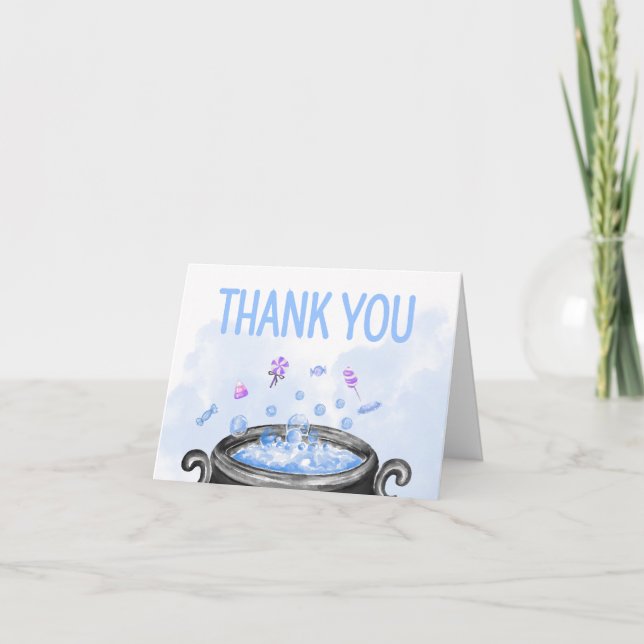 Tarjeta De Agradecimiento Halloween azul es un Baby Shower de niños (Anverso)