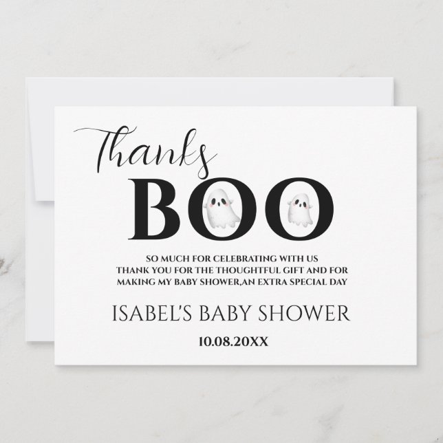 Tarjeta De Agradecimiento Halloween Baby Shower A Little Boo Thank You Card (Anverso)