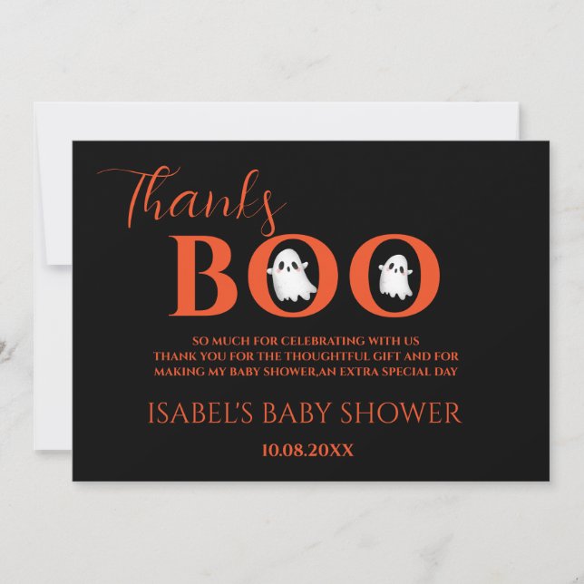 Tarjeta De Agradecimiento Halloween Baby Shower A Little Boo Thank You Card (Anverso)