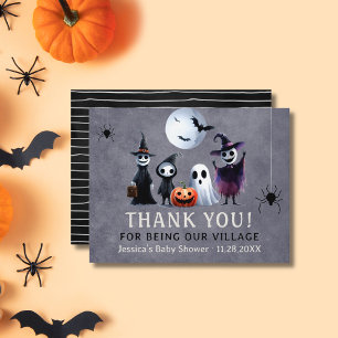 Tarjeta De Agradecimiento Halloween Baby Shower Haunted Village
