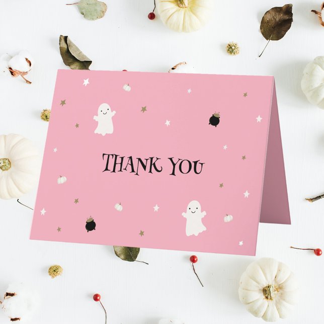 Tarjeta De Agradecimiento Halloween Baby Shower Pastel Rosa (Subido por el creador)