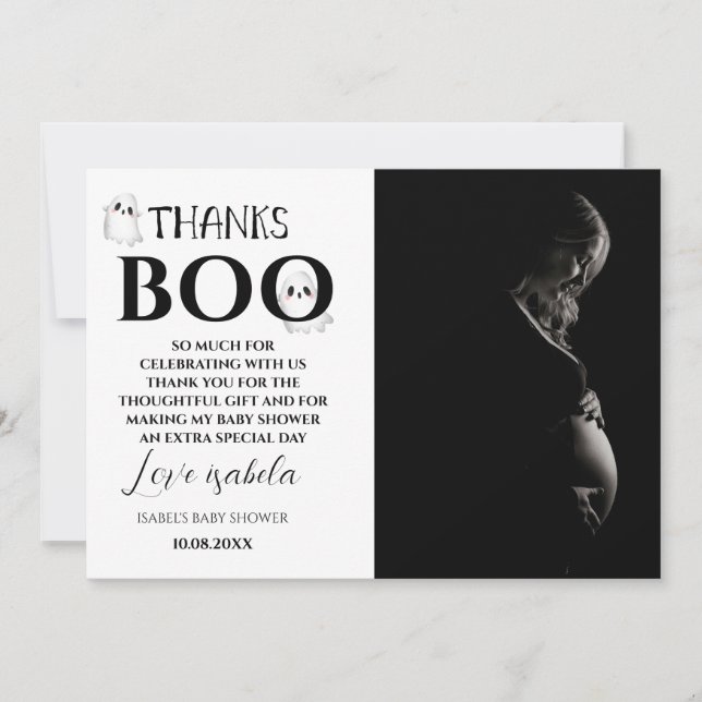 Tarjeta De Agradecimiento Halloween Baby Shower Photo Thank You Card (Anverso)