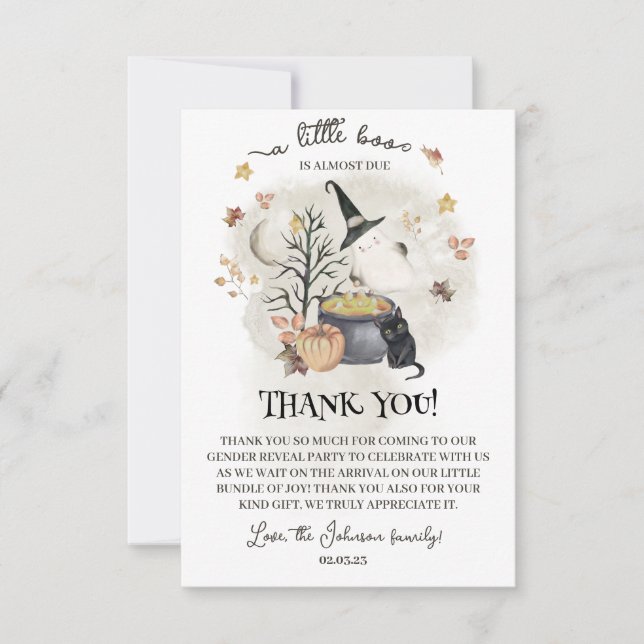 Tarjeta De Agradecimiento Halloween Baby Shower un poco de tonterías está a  (Anverso)