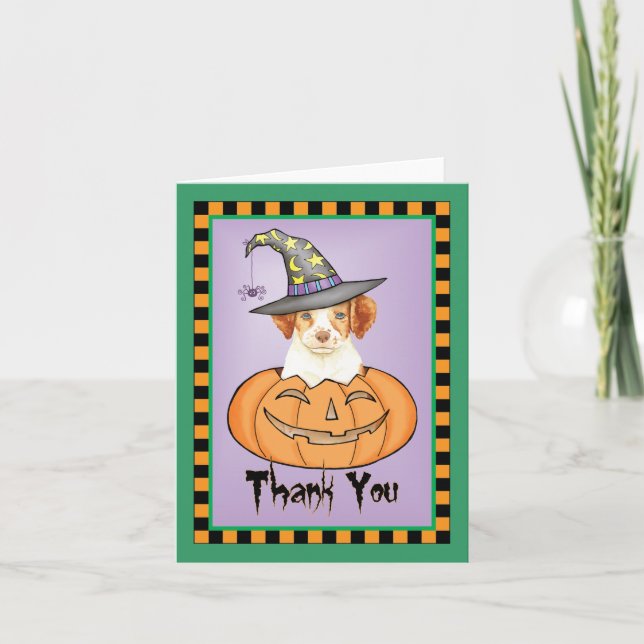 Tarjeta De Agradecimiento Halloween Brittany Gracias (Anverso)