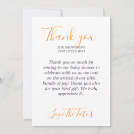 Tarjeta De Agradecimiento Halloween Calabaza Animales Pequeño Boo Baby Showe