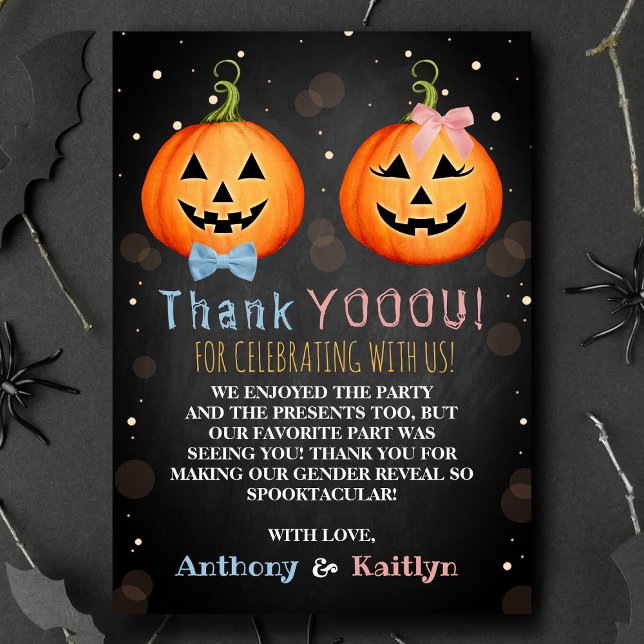 Tarjeta De Agradecimiento Halloween Calabaza género revelar Fiesta (Subido por el creador)