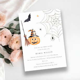 Tarjeta De Agradecimiento Halloween Calabaza Spider Web Bridal Shower