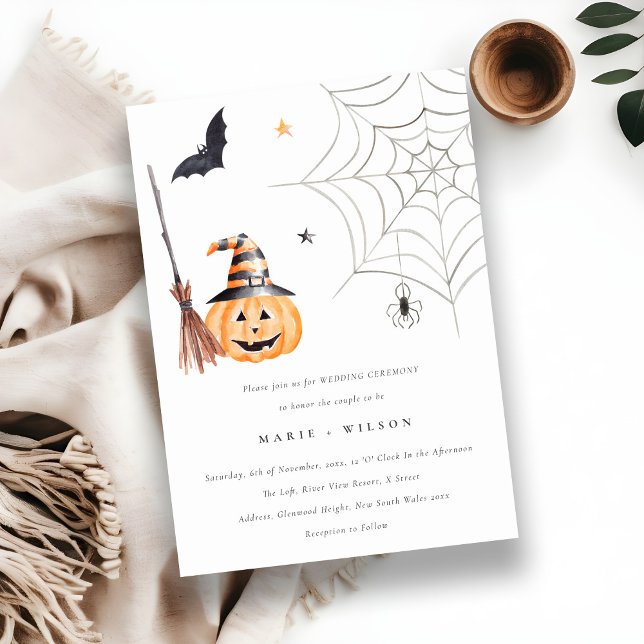 Tarjeta De Agradecimiento Halloween Calabaza Spiderweb Spookin Bat Boda (Subido por el creador)