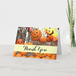 Tarjeta De Agradecimiento Halloween calabazas de calabazas de naranja de lin