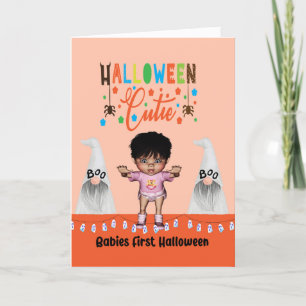 Tarjeta De Agradecimiento Halloween Card con bebés First Halloween