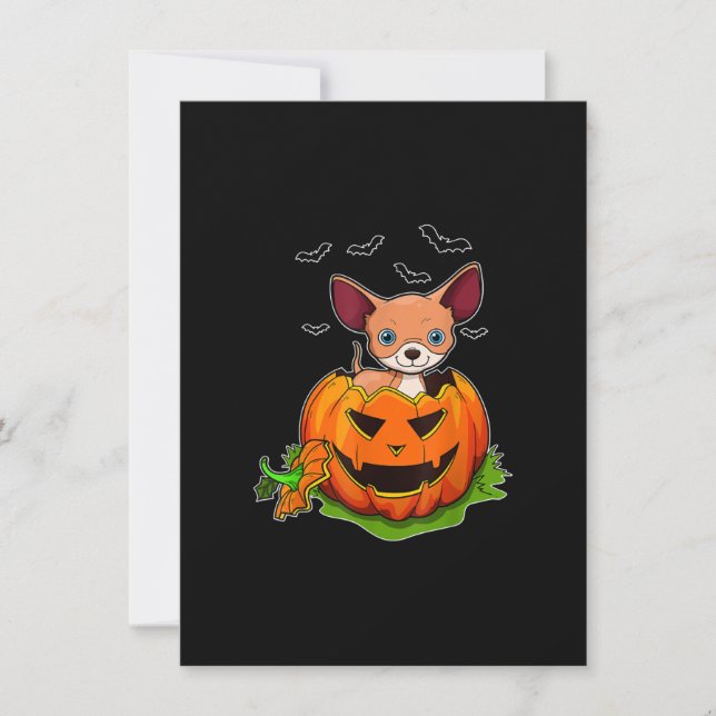 Tarjeta De Agradecimiento Halloween Chihuahua Perros Amantes de la Calabaza  (Anverso)