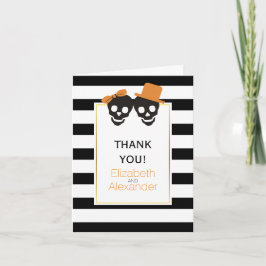 Tarjeta De Agradecimiento Halloween cráneo franjas boda Gracias foto