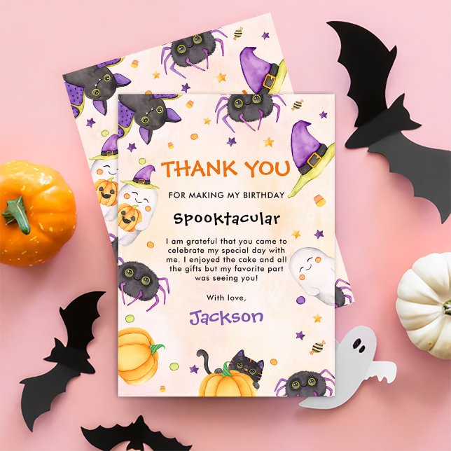 Tarjeta De Agradecimiento Halloween Cumpleaños Spooktacular (Subido por el creador)